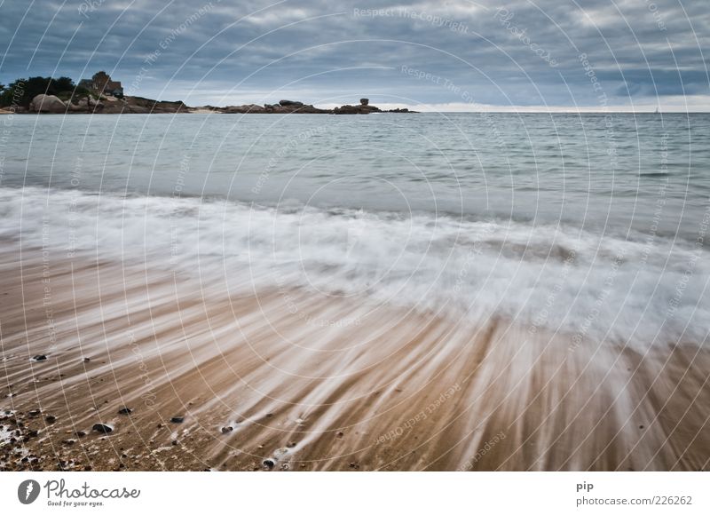 roaming the beach 1 Nature Sand Water Clouds Weather Coast Beach Ocean Fresh Far-off places Time White crest Waves Stripe Brittany Pebble Mussel Foam Horizon