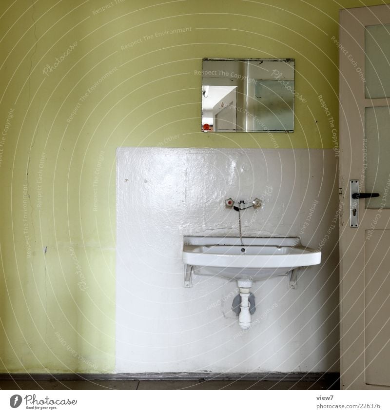 washing facility Room Bathroom Concrete Old Authentic Cold Original Retro Cliche Green Loneliness Apocalyptic sentiment Colour Arrangement Decline Past