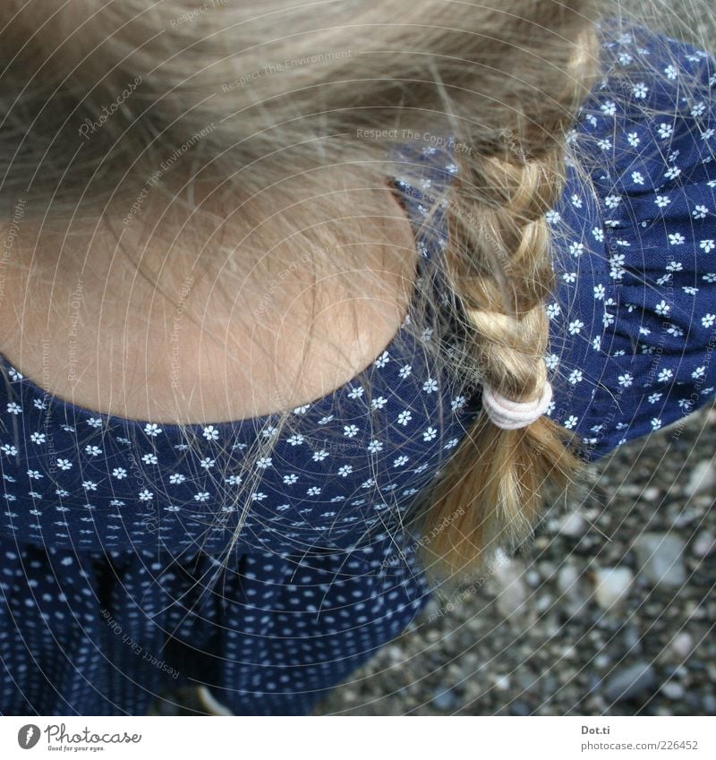 blonde girl with braided braid and dirndl Style Hair and hairstyles Human being Feminine Girl Infancy Back 1 Clothing Dress Blonde Braids Blue Romance Tradition