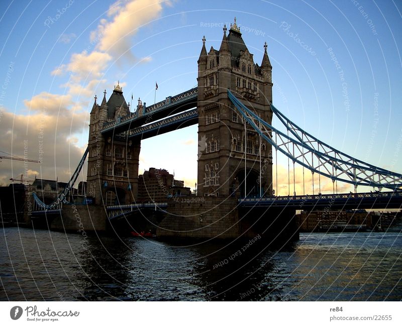 tower bridge london 2004 Clouds England London Themse Gray White Town Vacation & Travel Sightseeing Watercraft Carrier Bridge Sky Shadow Past queen Rope River