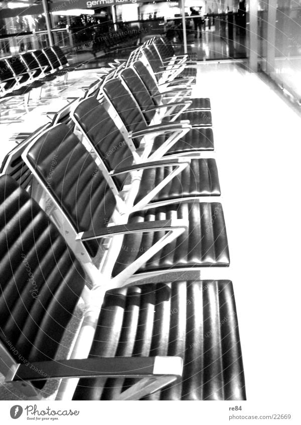 nobody there Bench Empty Deserted Leather Aviation Seating Row Airport Wait Sit Metal