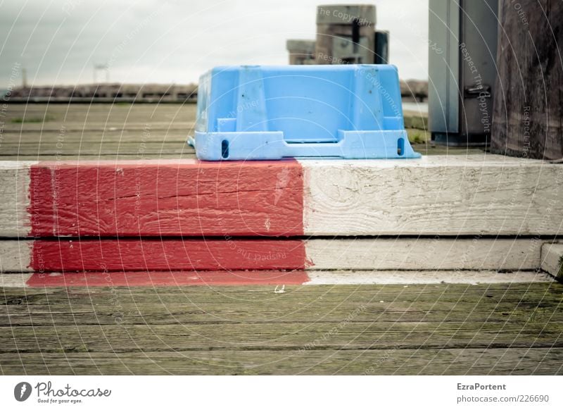 web red-white Calm Freedom Ocean Island Environment Nature Baltic Sea Fishing village Deserted Navigation Harbour Wood Cold Blue Brown Gray Red White Loneliness