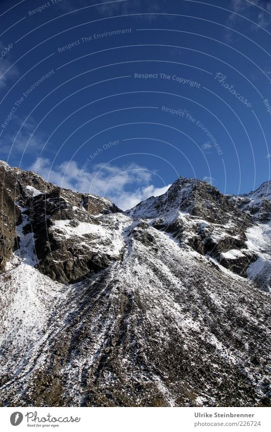 glacier waste Nature Landscape Sky Sunlight Autumn Beautiful weather Ice Frost Snow Rock Alps Mountain Peak Snowcapped peak Glacier Rettenbachferner Ötz Valley