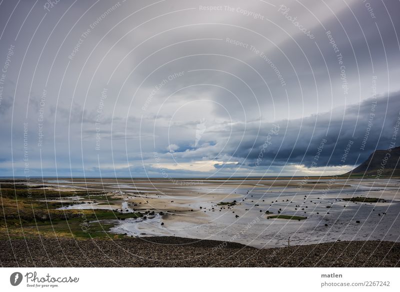 realm Nature Landscape Sand Water Sky Clouds Spring Weather Wind Mountain Coast Beach Bay Ocean Dark Maritime Blue Gray Green Pink Iceland Westfjord Low tide