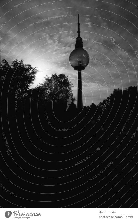 berlin so close Summer Sky Sunrise Sunset Beautiful weather Tree Park Hamburg Downtown Tower Dark Large Tall Black Surrealism Heinrich Hertz Tower