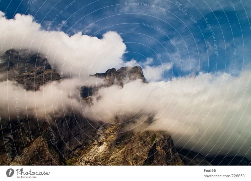 Above the clouds.... Summer Mountain Landscape Air Sky Clouds Deserted Tourist Attraction Stone Threat Gigantic Tall Natural Blue Brown Yellow White Calm