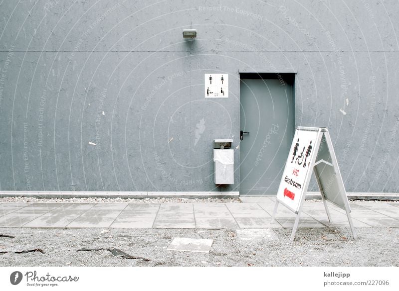 THE CHAMBER OF TERROR House (Residential Structure) Masculine 2 Human being Sign Characters Signs and labeling Signage Warning sign Arrow Gray Toilet Pictogram