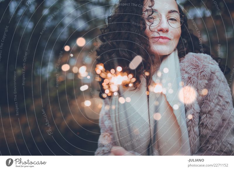 Young woman dancing and having good time with sparklers Lifestyle Style Joy New Year's Eve Party Feasts & Celebrations Dance Human being Feminine