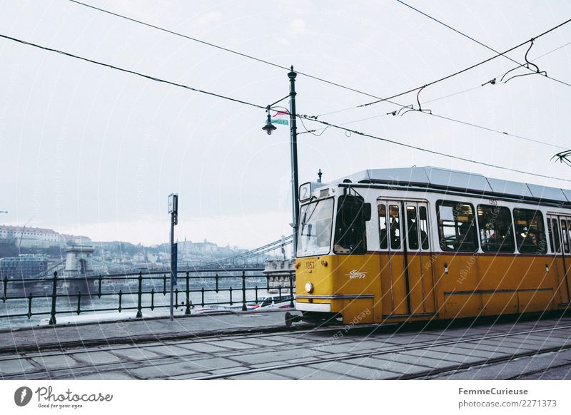 Tram in Budapest Town Capital city Transport Means of transport Traffic infrastructure Passenger traffic Public transit Rush hour Train travel Logistics Yellow