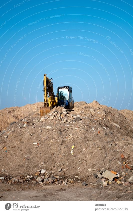 When all is done Stone Sand Work and employment Decline Transience Destruction Excavator Dismantling Building for demolition Workplace Colour photo