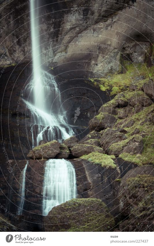 timeline Environment Nature Landscape Elements Water Rock Mountain Waterfall Authentic Fantastic Tall Cold Wild Iceland Hissing Force of nature Moss Stone block