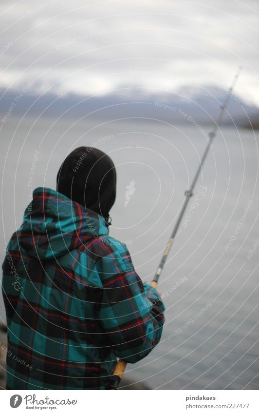 the silence Fishing (Angle) Masculine Nature Clouds Winter Hunting Stand Infinity Wild Willpower Loneliness Uniqueness Sweden ricksgränsen Colour photo