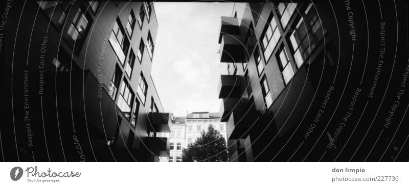 hop road House (Residential Structure) St. Pauli Populated Deserted Building Architecture Large Tall Modern New Black White Perspective Change Analog