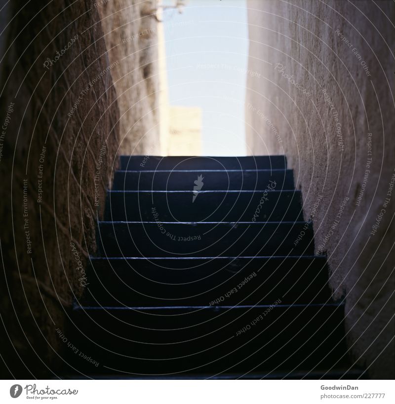 up House (Residential Structure) Wall (barrier) Wall (building) Stairs Facade Old Dirty Dark Authentic Free Infinity Gloomy Blue Moody Colour photo