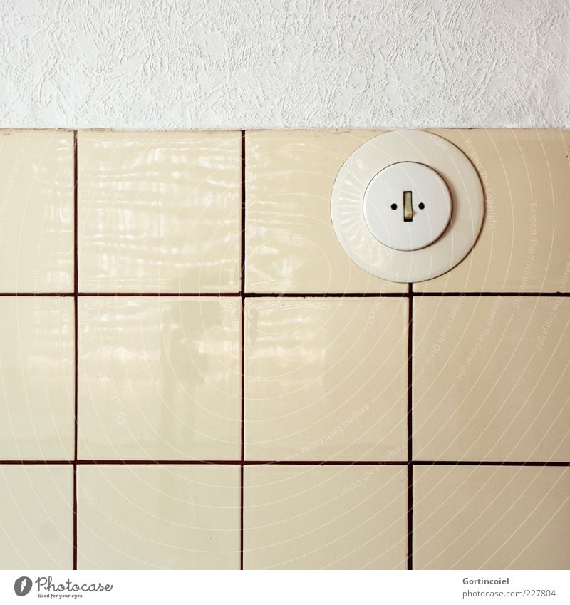 Let's see some light Wallpaper Retro Old fashioned Light switch Tile Seam Graph Colour photo Subdued colour Interior shot Copy Space left Copy Space bottom