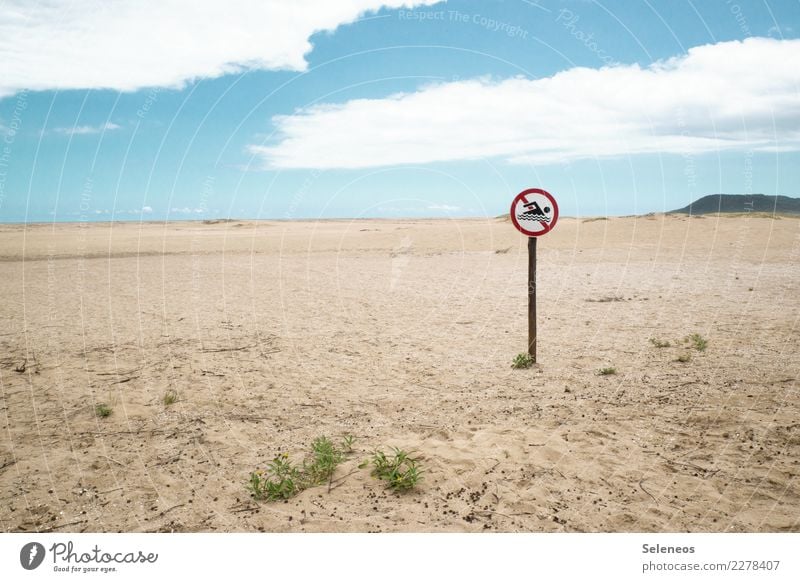 a pity Vacation & Travel Tourism Trip Adventure Far-off places Freedom Summer Summer vacation Beach Signs and labeling Signage Warning sign Swimming & Bathing