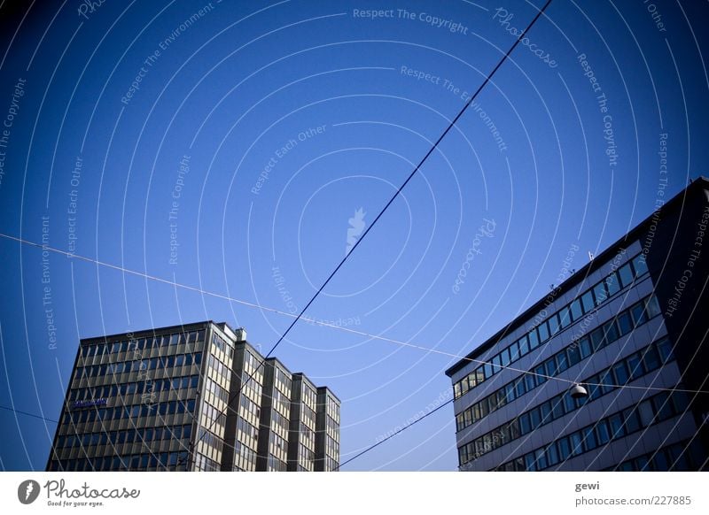 Helsinki Sky Town High-rise Building Architecture Sharp-edged Simple Cold Blue Geometry Colour photo Exterior shot Deserted Copy Space left Copy Space top