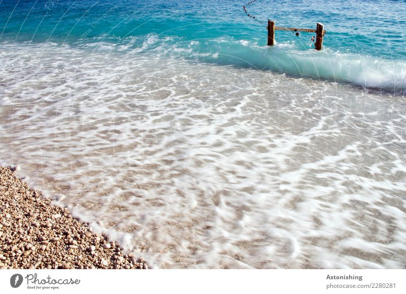 The sea Environment Nature Water Summer Weather Beautiful weather Waves Coast Beach Ocean Mediterranean sea dhermi Albania Sand Blue Black White Wood