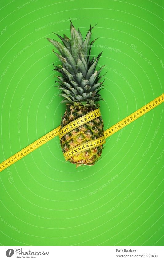 #AS# wound crooked Fitness Sports Training Diet Pineapple Tape measure Measure Yellow Green 2 Stripe Digits and numbers Exotic Vitamin Fruit Tropical fruits