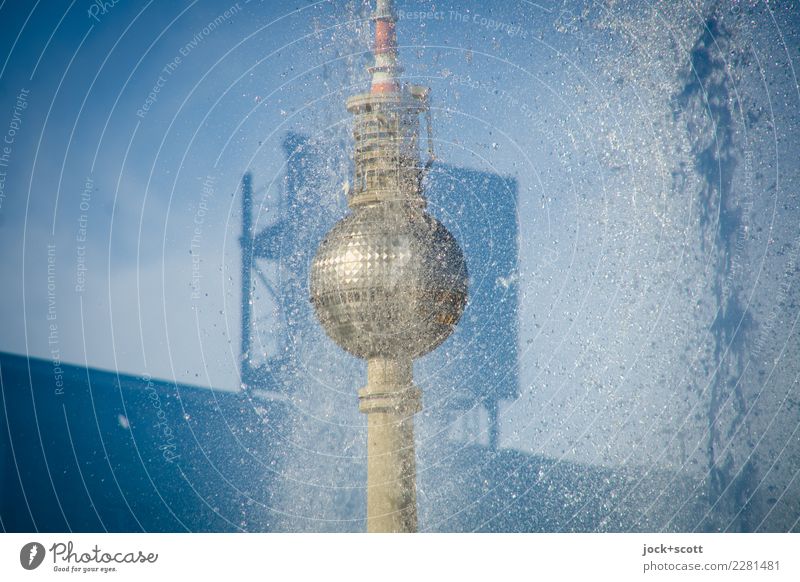 Outdoor advertising at Strausberger Platz Architecture Tourist Attraction Landmark Berlin TV Tower Billboard Glittering Retro Moody Center point Double exposure