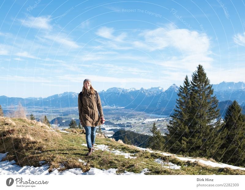 Woman in Kappeler Alp / Nesselwang (Bavaria) Vacation & Travel Tourism Trip Far-off places Freedom Sightseeing Winter Snow Winter vacation Mountain Hiking