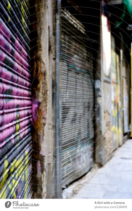 along the wall Deserted House (Residential Structure) Facade Stone Metal Old Dark Hideous Hip & trendy Uniqueness Cold Broken Crazy Anger Multicoloured Black