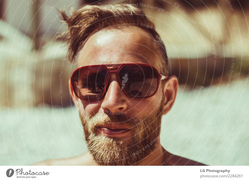 A sunny day at the beach Vacation & Travel Beach Ocean Camera Human being Man Adults Clothing Sunglasses Beard Smiling Stand Happiness Brown Self-confident