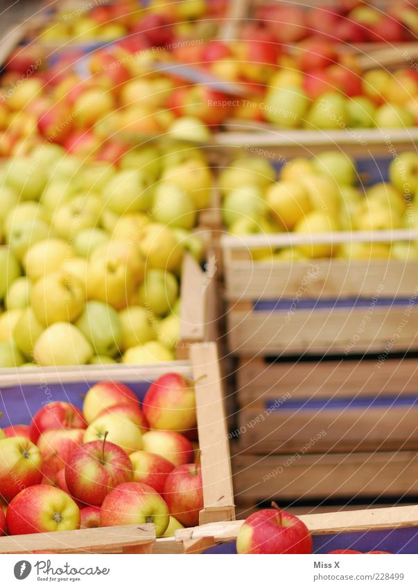 apple boxes Food Fruit Apple Nutrition Organic produce Vegetarian diet Fresh Delicious Juicy Sour Sweet Farmer's market Market stall Vegetable market Crate