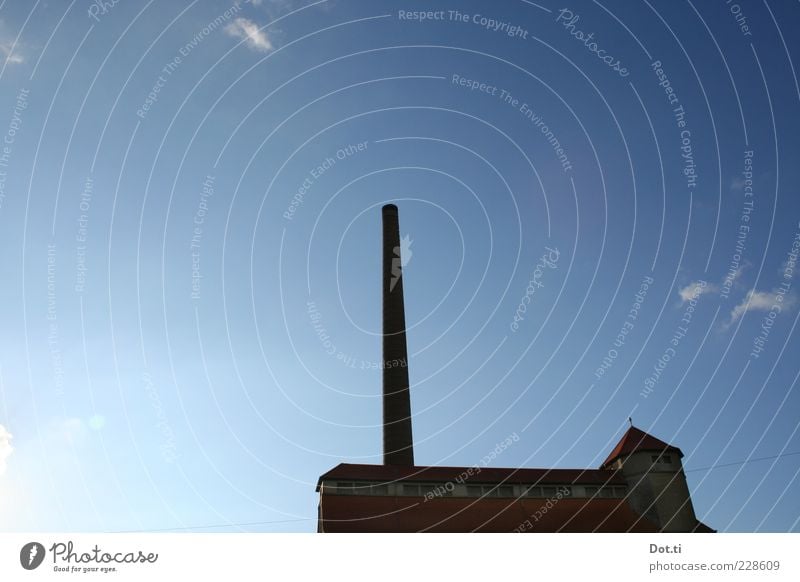 fabrication Sky Industrial plant Factory Building Facade Roof Chimney Blue Old Industrialization Dark Shut down Colour photo Subdued colour Exterior shot