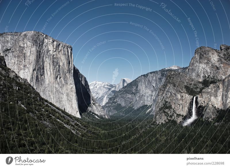 breathe deeply... Vacation & Travel Summer Mountain Nature Landscape Elements Water Sky Cloudless sky Beautiful weather Tree Rock Snowcapped peak Waterfall