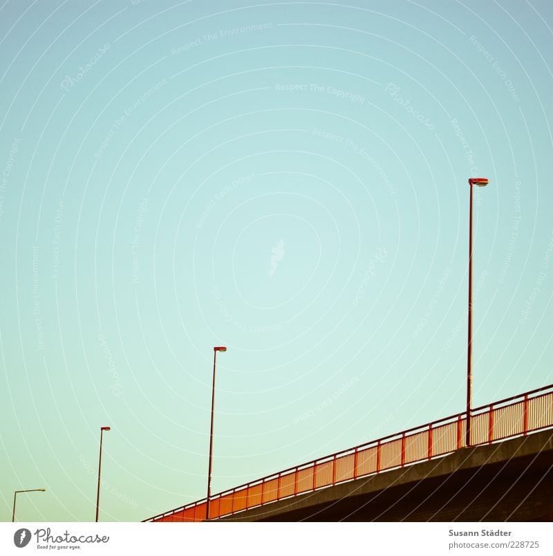 bridge Bridge Red Bridge railing Lantern Handrail 4 Arrangement Colour photo Deserted Copy Space left Copy Space right Day Shadow Contrast Silhouette Long shot