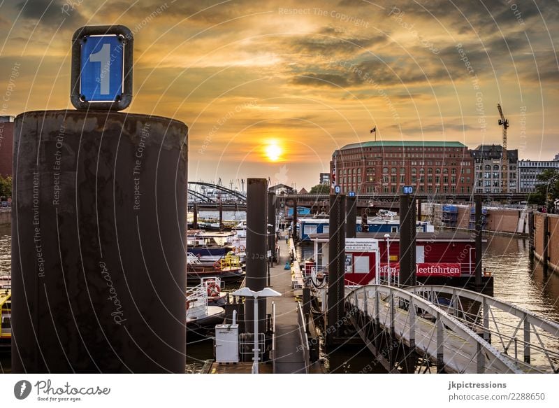 Hamburg harbour Speicherstadt sunset cloudy Europe Germany Elbe Town Harbour Water Channel Sun Sunset Industry Sky Gorgeous Beautiful Old warehouse district