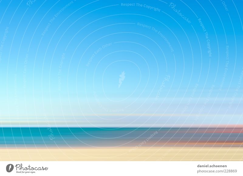 Costa de la Luz Summer Beach Ocean Island Waves Sky Coast Blue Abstract Copy Space left Copy Space right Copy Space top Copy Space middle Sunlight Motion blur