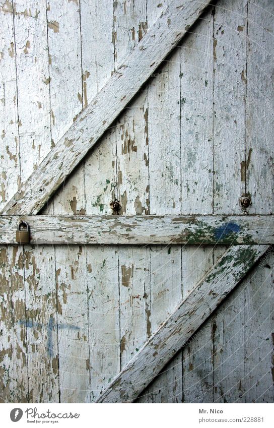 The paint is off Hut Ruin Manmade structures Door Old Dirty Broken Wooden door Storage shed Barn door White Flake off Derelict Ancient Wooden board Wood grain