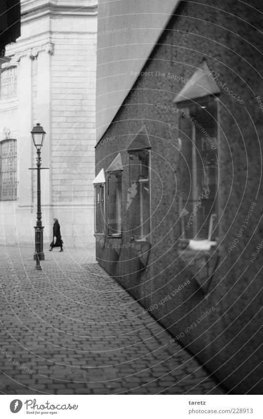 visit of the old lady 1 Human being 45 - 60 years Adults Aachen Downtown Old town Wall (barrier) Wall (building) Esthetic Loneliness Elegant End Paving stone