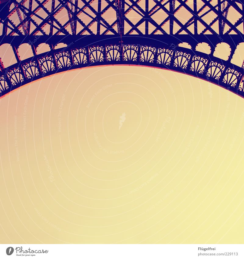 |( Eiffel Tower Elegant Tourist Attraction Vintage Ornament Steel Arch Romance Art nouveau Sky Cloudless sky France Paris Twilight Steel construction Ornate