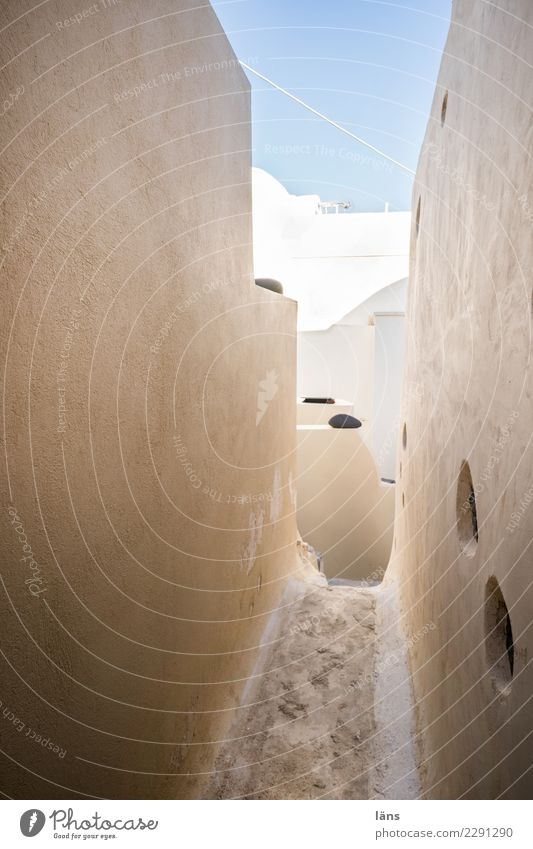 from wall to wall Living or residing Flat (apartment) House (Residential Structure) Cloudless sky Beautiful weather emporio Greece Wall (barrier)