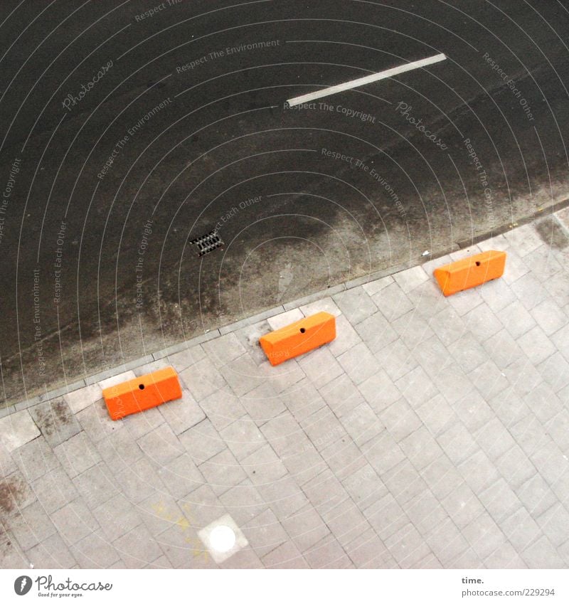 Parking place killer (dutch style) Street Stone Concrete Line Brown Safety Protection Arrangement Asphalt Sidewalk Traffic lane Lane markings Gully Orange