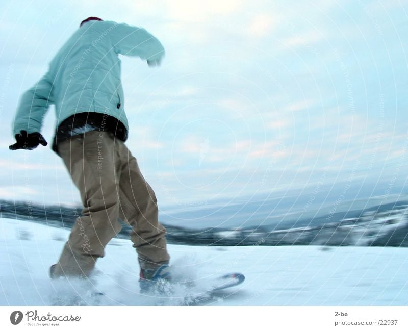 snowride Snowboard Action Sports Jonny Harz Mountain Snowboarding Snowboarder Curve Swing Ski-run Downward Ski run Motion blur Exterior shot Colour photo 1