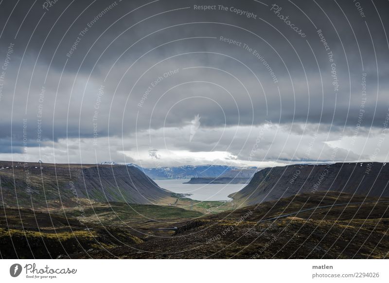 Heaven and earth Nature Landscape Plant Sky Clouds Horizon Spring Weather Bad weather Wind Grass Rock Mountain Snowcapped peak Canyon Bay Fjord Ocean Street Car