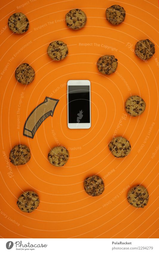 #AS# Cookies everywhere Cellphone Fear Computer cookie Arrow Orange Safety Spy Virus Attack Aggressive Creativity Esthetic Data protection Many Private sphere