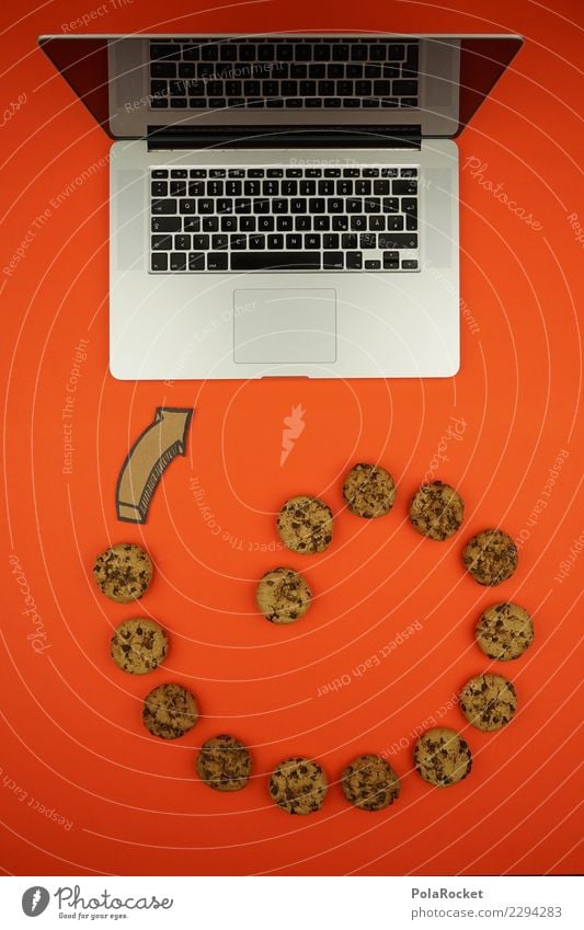 #AS# Cookie Tornado Computer Fear Concern Art Esthetic Creativity cookie Virus Attack Aggressive Notebook Data protection Orange Keyboard error message Many