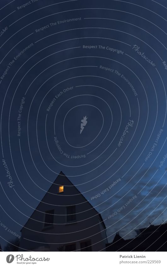 Blue light and twilight Elements Air Sky Clouds Village House (Residential Structure) Detached house Manmade structures Building Architecture Dark Creepy Bright