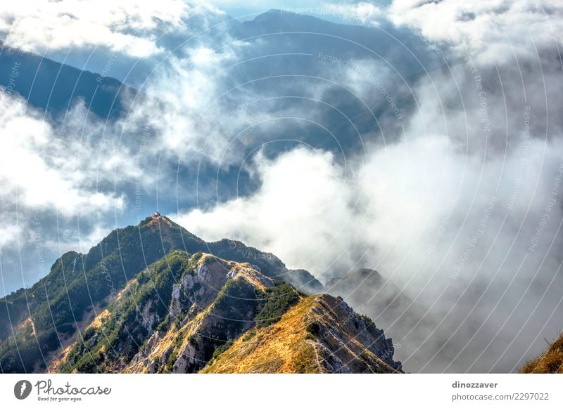 Via ferrata over the sea of clouds, the Alps Joy Vacation & Travel Adventure Summer Mountain Hiking Sports Climbing Mountaineering Rope Nature Landscape Clouds