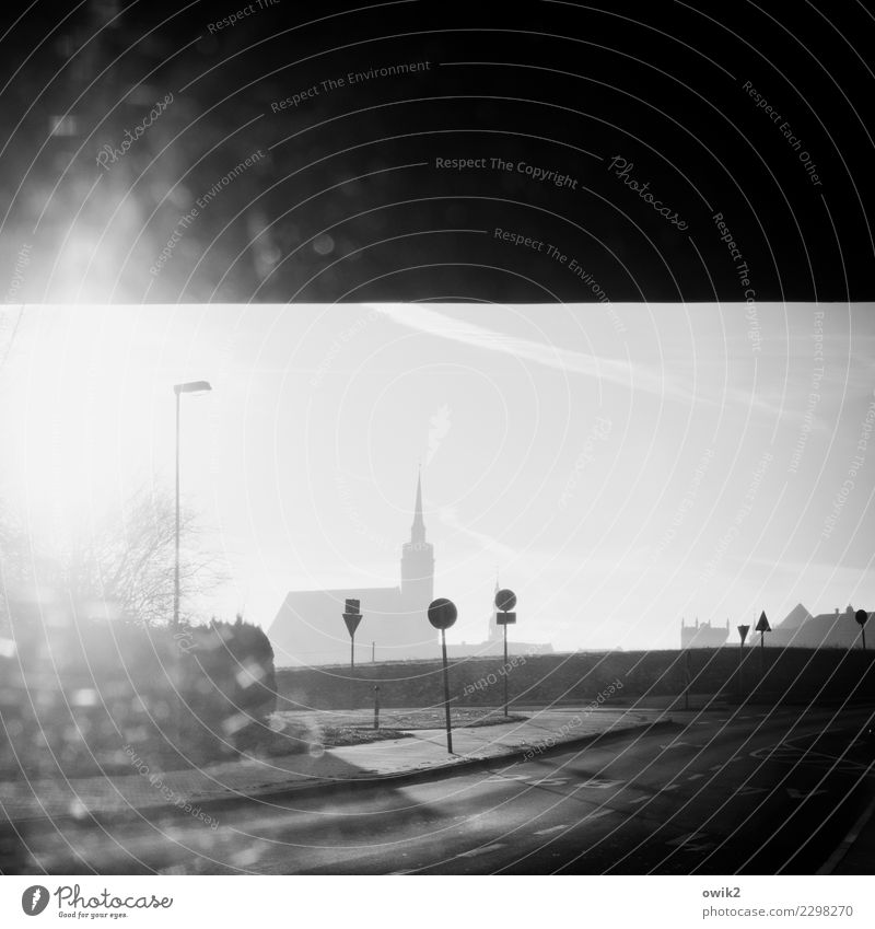 cathedral Bautzen Germany Small Town Skyline Populated Church Dome Transport Traffic infrastructure Street Overpass Road sign Bridge Illuminate