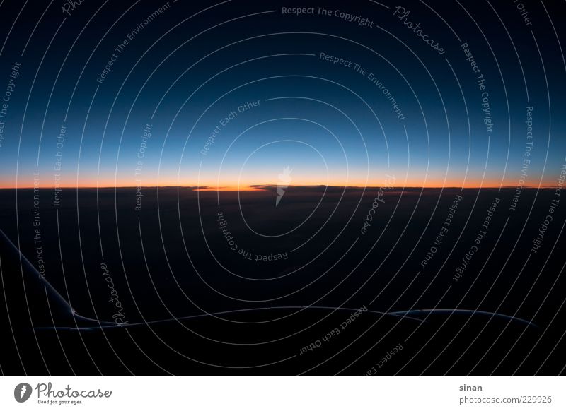 Heaven or space? Air Earth Sky Clouds Night sky Horizon Sun Sunrise Sunset Climate Airplane In the plane View from the airplane Esthetic Threat Dark Fantastic