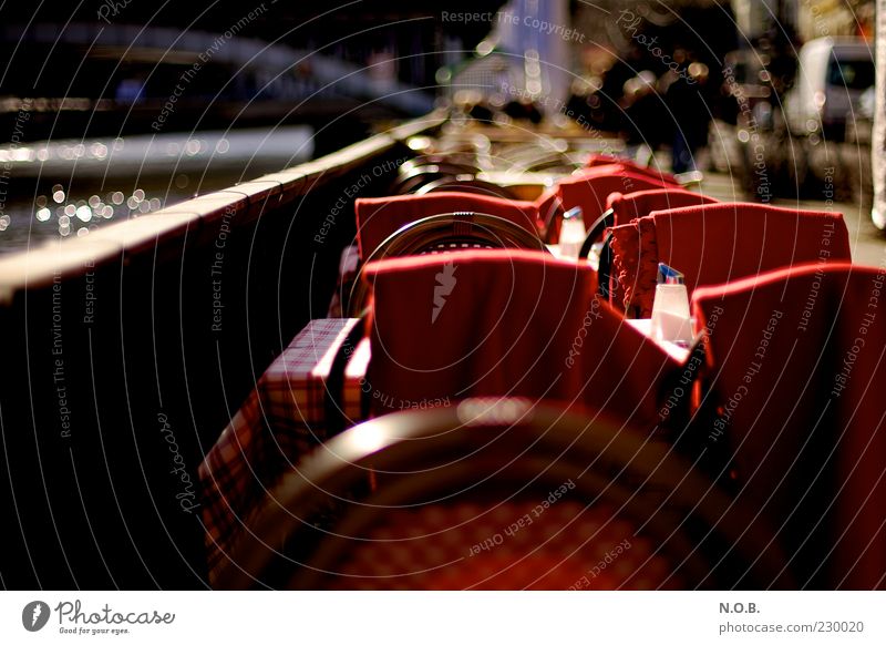 Coffee, cake... Colour photo Exterior shot Day Contrast Blur Shallow depth of field Sidewalk café Central perspective