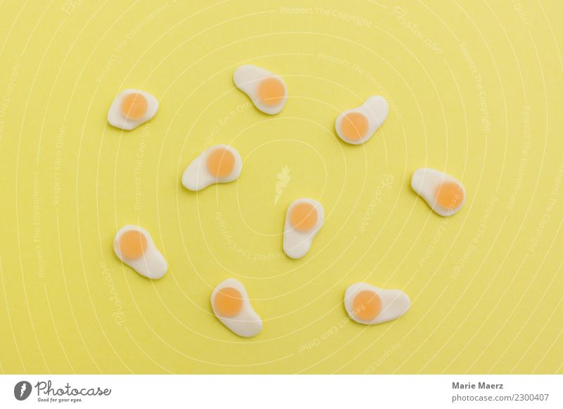 Egg, egg, egg - nine fried eggs made of sugar Food Candy Fried egg sunny-side up Easter Eating Feasts & Celebrations Brash Fresh Bright Sweet Yellow Joy Colour