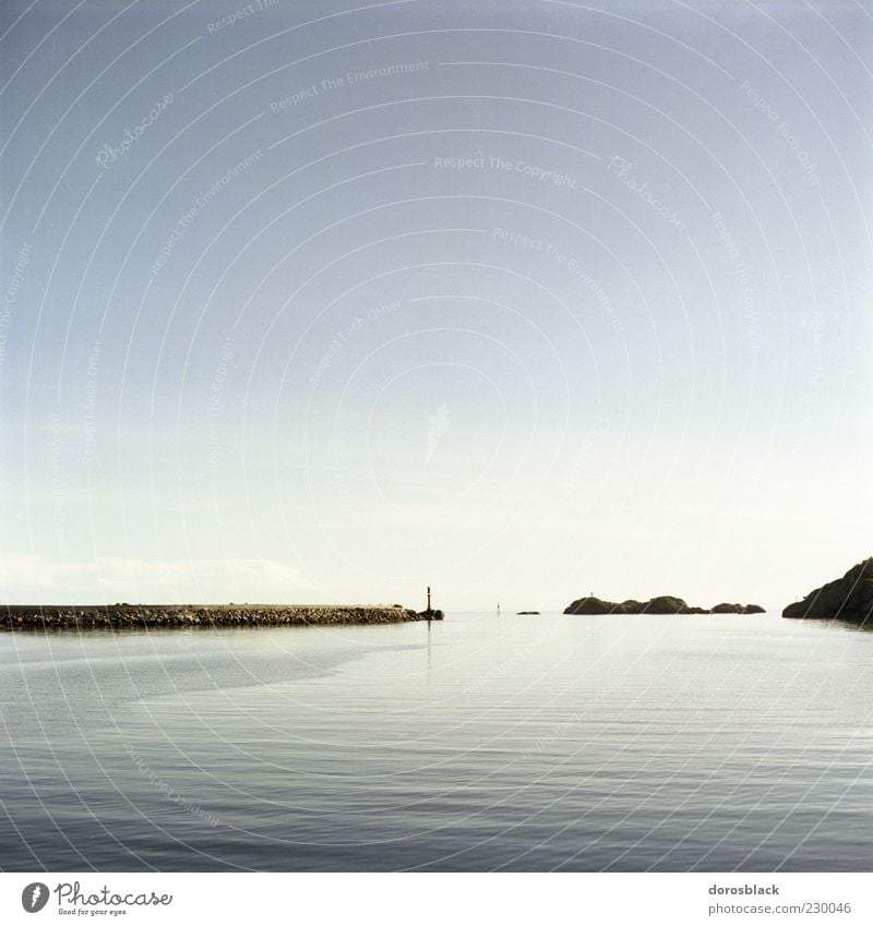 blue. Nature Landscape Water Beautiful weather Coast Ocean Cold Blue Norway Subdued colour Exterior shot Deserted Copy Space top Copy Space bottom