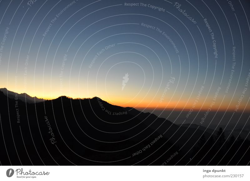 sunrise Far-off places Freedom Mountain Dream Environment Nature Landscape Sky Cloudless sky Sunrise Sunset Climate Beautiful weather Hill Peak Vantage point